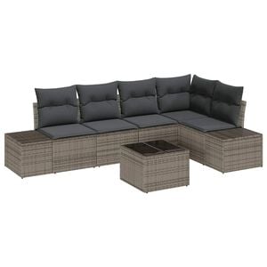 vidaXL Conjunto de sof&aacute;s de jard&iacute;n Gris Claro rat&aacute;n sint&eacute;tico