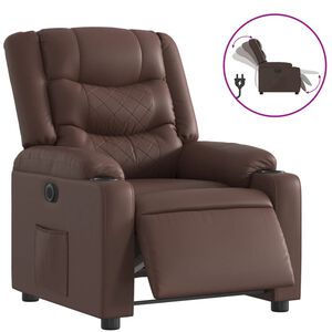 vidaXL Sill&oacute;n reclinable el&eacute;ctrico de cuero sint&eacute;tico marr&oacute;n