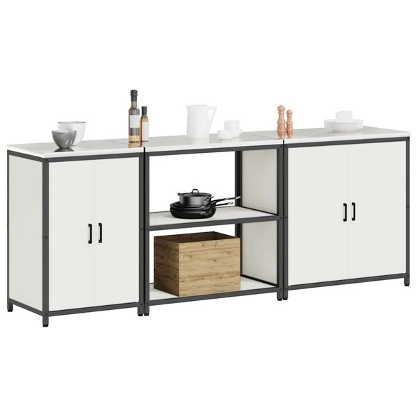 vidaXL Juego de Almacenamiento de Cocina con estante Otro 3 pcs Acero