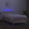 vidaXL Cama box spring colch&oacute;n y luces LED tela color crema 90x190 cm