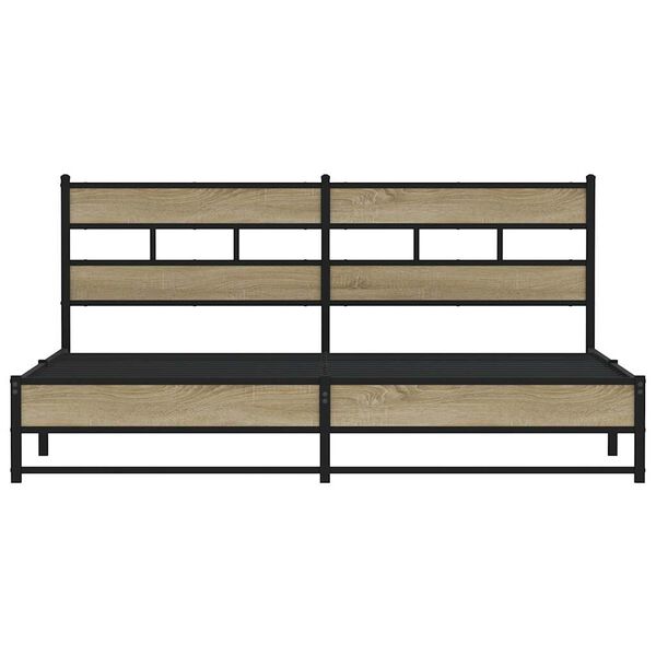 vidaXL Estructura de cama sin colch&oacute;n metal roble Sonoma 193x203 cm