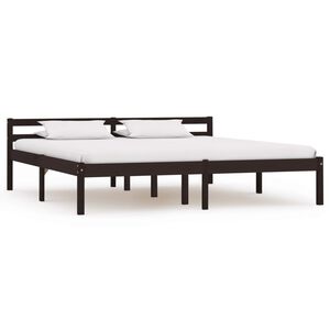 vidaXL Estructura cama sin colch&oacute;n madera pino marr&oacute;n oscuro 160x200cm