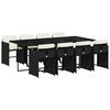 vidaXL Set de comedor de jard&iacute;n 9 pzas y cojines rat&aacute;n sint&eacute;tico negro