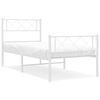 vidaXL Estructura cama sin colch&oacute;n con estribo metal blanco 107x203 cm