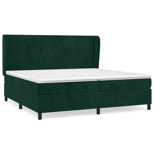 vidaXL Cama box spring con colch&oacute;n terciopelo verde oscuro 200x200 cm