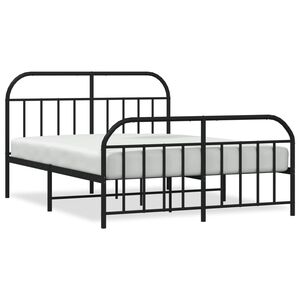 vidaXL Estructura cama sin colch&oacute;n con estribo metal negro 180x200 cm