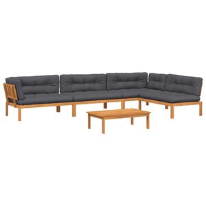 vidaXL Set de sof&aacute;s de palets de jard&iacute;n y cojines 5 pzas madera acacia