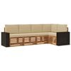 vidaXL Conjunto de sof&aacute;s de exterior 5 uds. Natural y Beige Poli&eacute;ster