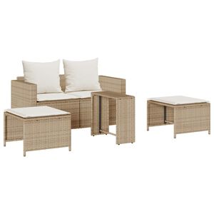 vidaXL Set de muebles de jard&iacute;n con cojines apilables 5 pzas beige