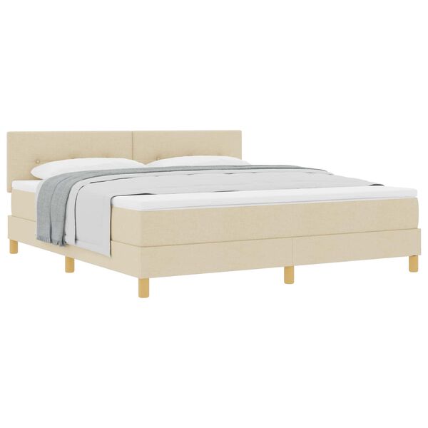 vidaXL Cama tipo Box Spring con colch&oacute;n Crema 180 x 200 cm tela