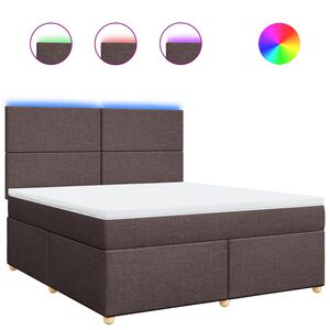 vidaXL Cama box spring con colch&oacute;n tela marr&oacute;n oscuro 180x200 cm