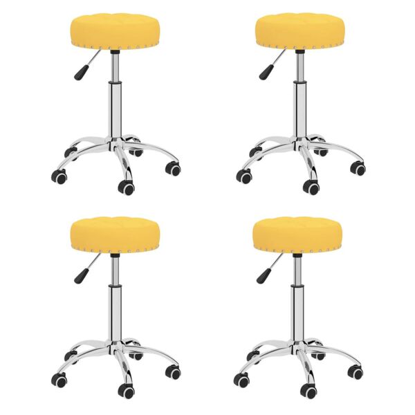 vidaXL Sillas de comedor giratorias 4 unidades tela amarillo mostaza
