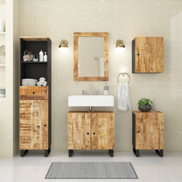vidaXL Conjunto de muebles de baño 5 piezas madera maciza de mango