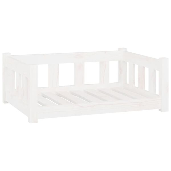 vidaXL Cama para perros madera maciza de pino blanca 75,5x55,5x28 cm