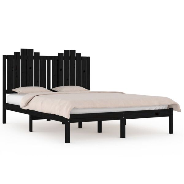 vidaXL Estructura de cama de madera maciza de pino negra 140x190 cm