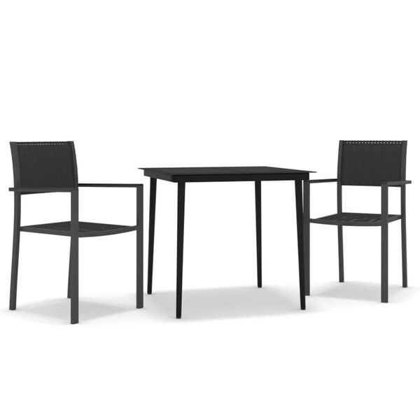 vidaXL Juego de comedor para jard&iacute;n 3 piezas negro