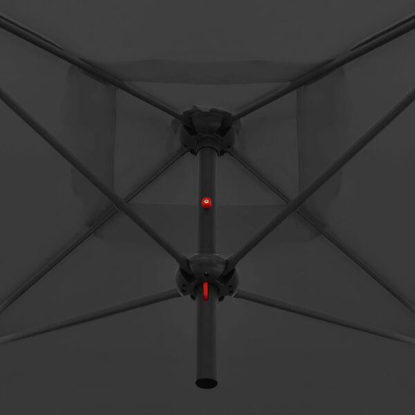 vidaXL Sombrilla doble de jardín palo de acero antracita 250x250 cm