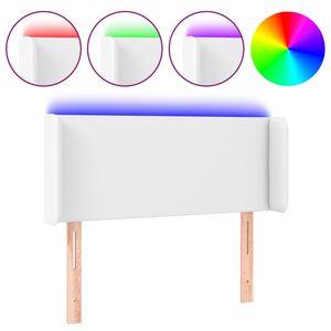 vidaXL Cabecero con LED cuero sint&eacute;tico blanco 83x16x78/88 cm