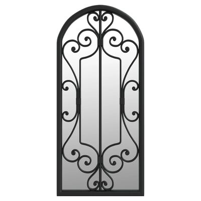 vidaXL Espejo de jardín hierro negro para uso exterior 100x45 cm
