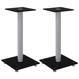 vidaXL Soportes de altavoces 2 uds vidrio templado plata negro 1 pilar