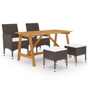 vidaXL Juego de comedor de jard&iacute;n de 5 piezas marr&oacute;n