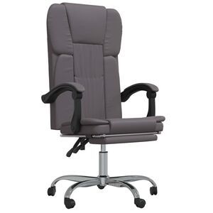 vidaXL Silla de oficina reclinable cuero sint&eacute;tico gris
