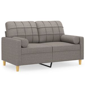 vidaXL Sof&aacute; de 2 plazas con cojines tela gris taupe 120 cm