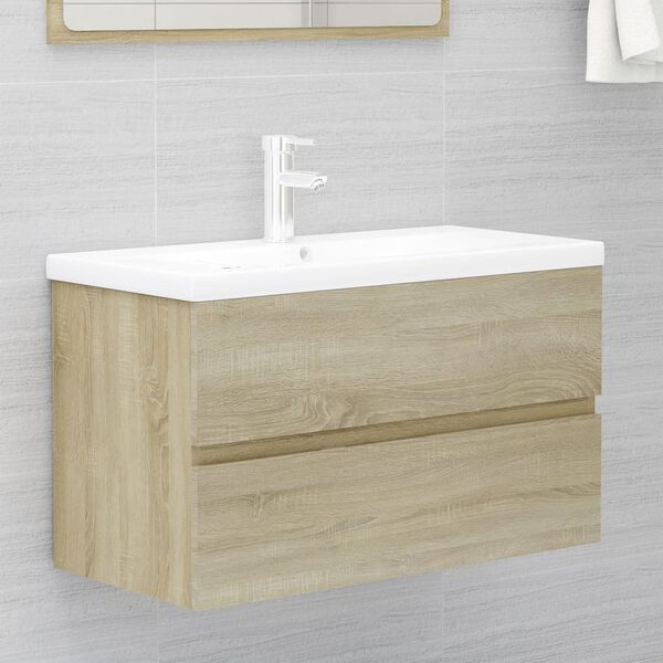 vidaXL Mueble con lavabo madera de ingeniería roble Sonoma
