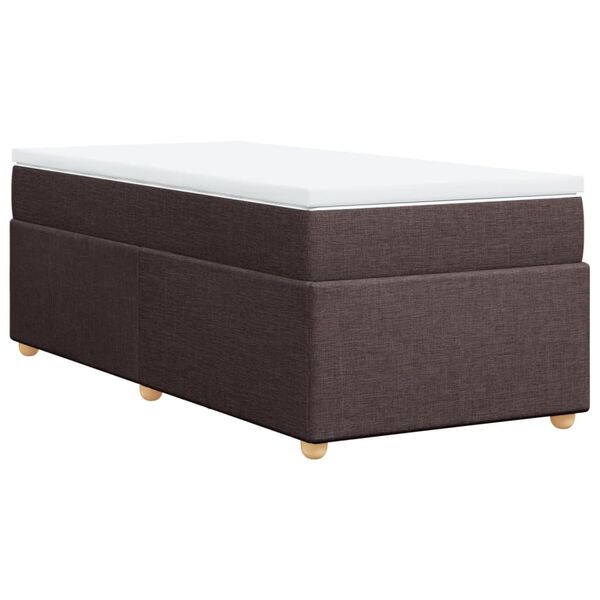 vidaXL Cama box spring con colch&oacute;n tela marr&oacute;n oscuro 90x190 cm