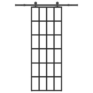 vidaXL Puerta corredera con set herrajes vidrio ESG aluminio 76x205 cm