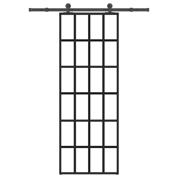 vidaXL Puerta corredera con set herrajes vidrio ESG aluminio 76x205 cm