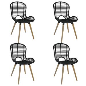 vidaXL Sillas de comedor 4 unidades de rat&aacute;n natural negro
