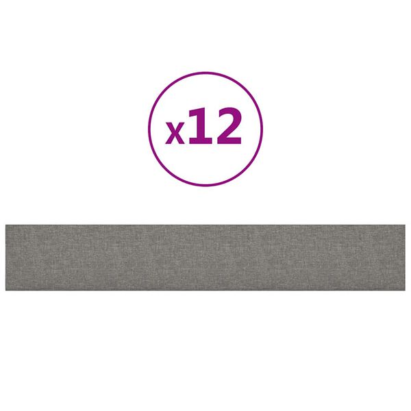 vidaXL Paneles de pared 12 uds tela gris claro 90x15 cm 1,62 m²