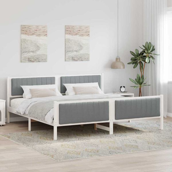 vidaXL Estructura de cama con cabecera y gris claro 200 x 200 cm