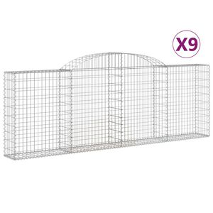 vidaXL Cestas de gaviones 9 uds forma de arco hierro 300x30x100/120 cm