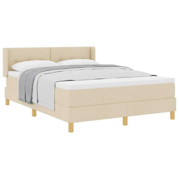 vidaXL Cama tipo Box Spring con colch&oacute;n Crema 190 x 140 cm tela