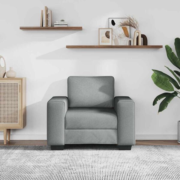 vidaXL Sill&oacute;n Sof&aacute; Tela Gris Claro 60 cm