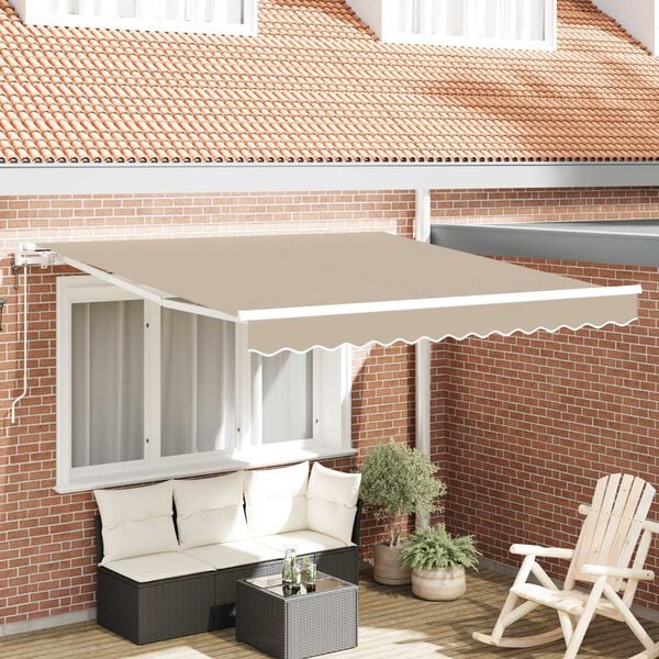 vidaXL Toldo Retráctil Beige 350 x 250 cm Tela y acero