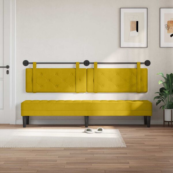 vidaXL Cabecera Colgante Amarillo 210 x 55 x 5 cm Terciopelo