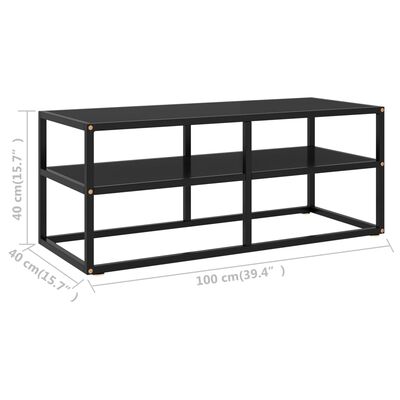 vidaXL Mueble para TV negro con vidrio negro 100x40x40 cm