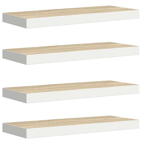 vidaXL Estante flotante pared 2 uds MDF roble y blanco 60x23,5x3,8 cm