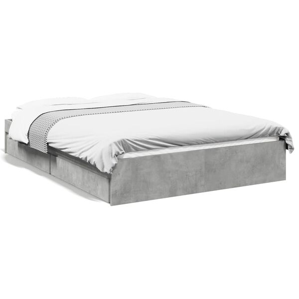 vidaXL Cama con cajones madera ingenier&iacute;a gris hormig&oacute;n 140x190 cm