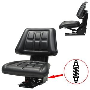 vidaXL Asiento de tractor con suspensión negro