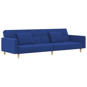 vidaXL Sof&aacute; cama de 2 plazas con dos almohadas tela azul