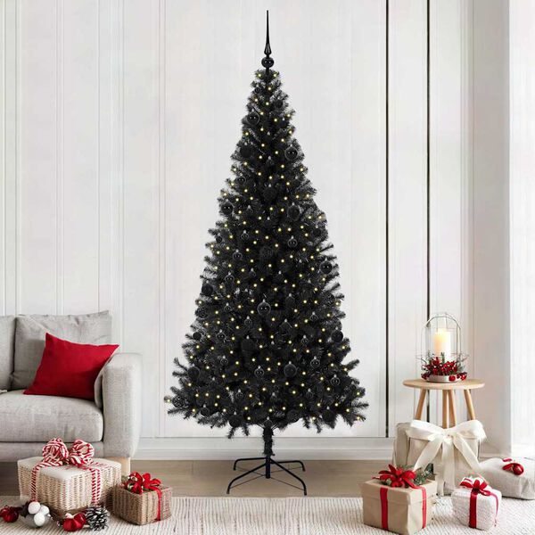 vidaXL &Aacute;rbol de Navidad con 300 LED con soporte Negro 210 cm PVC