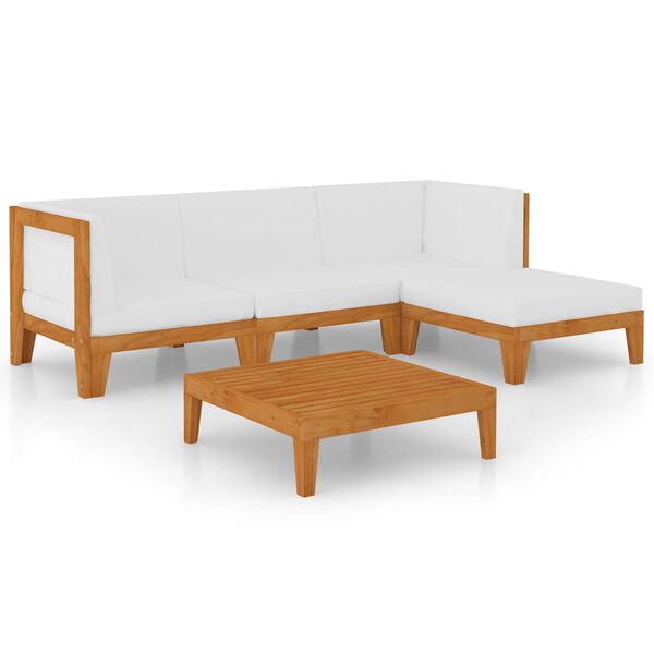 vidaXL Juego muebles de jard&iacute;n y cojines 5 pzas madera maciza acacia