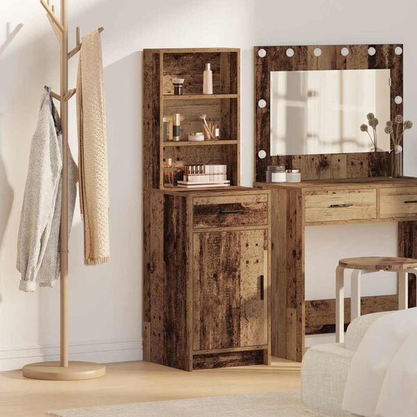 vidaXL Aparador alto con cajón Madera vieja 40 x 40,5 x 135 cm