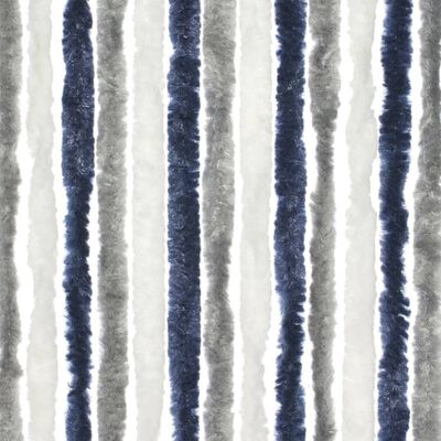 Travellife Cortina antimoscas Chenille gris blanco y azul 185x56 cm