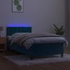 vidaXL Cama box spring colch&oacute;n y LED terciopelo azul oscuro 80x200 cm