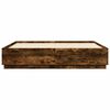 vidaXL Estructura cama con luces LED madera roble ahumado 200x200 cm